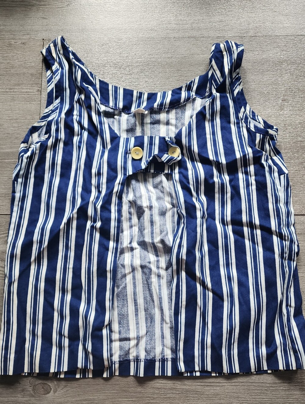 Vintage 70s Mister Marty California Blue & White Striped Top M Nautical Sailor